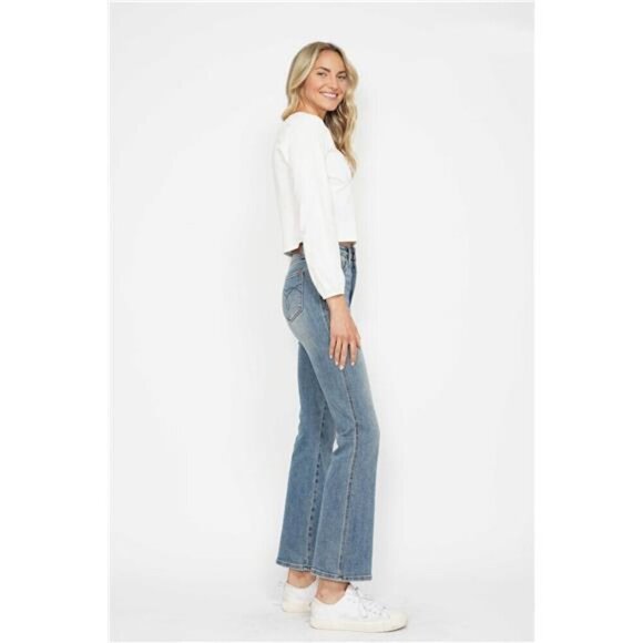 Judy Blue Full Size Tummy Control Back Embroidered Pocketed Bootcut Jeans Plus - Picture 5 of 16